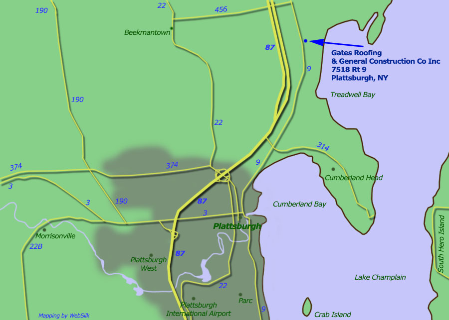 Map of Plattsburgh area